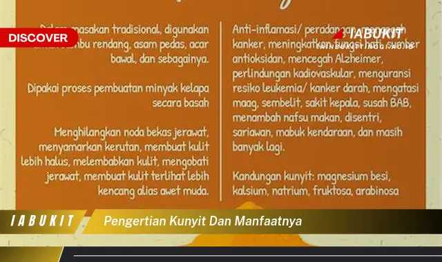 pengertian kunyit dan manfaatnya