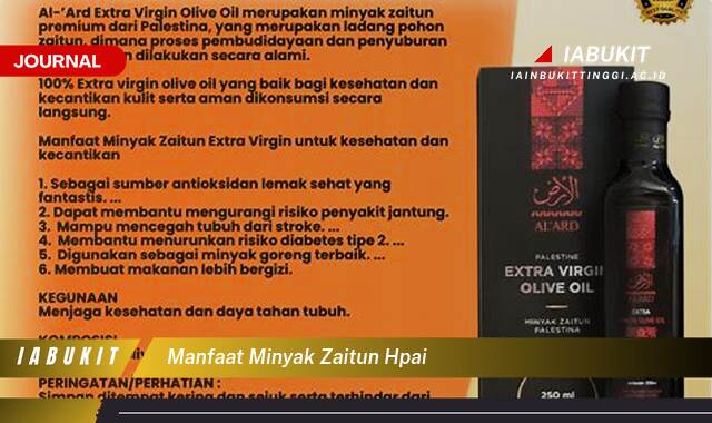Inilah 8 Manfaat Minyak Zaitun HPAI untuk Kesehatan Tubuh Anda Inilah 8 Manfaat Minyak Zaitun HPAI untuk Kesehatan Tubuh Anda